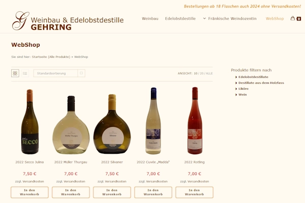 Weinbau & Edelobstdestille GEHRING - Webshop